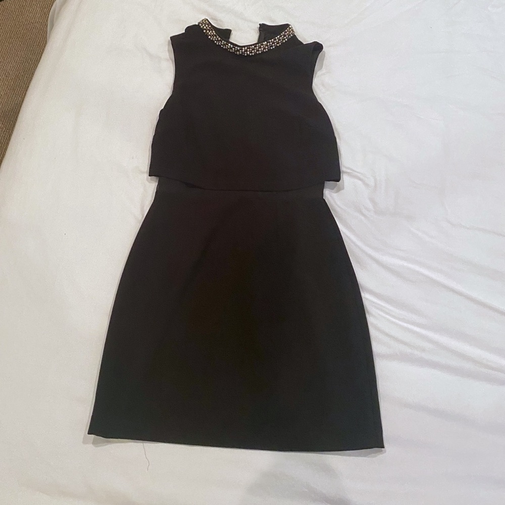 ASOS sz 2 black embellished collar dress